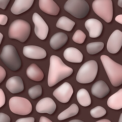 Seamless pattern sea pebbles, stones close-up