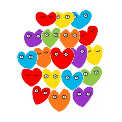 Naklejka na ściany i meble Collection of funny heart emoticons isolated on white background. cartoon style. EPS 10 Vector illustration. Set of Hearts