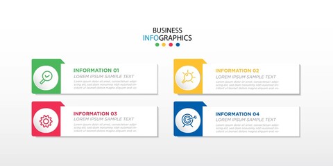 Modern Infographic label design template with icons and 4 options or steps. Can be used for process diagram, presentations, workflow layout, banner, flow chart, info graph. Eps10 vector