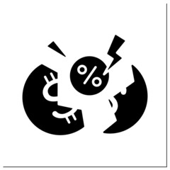 Discount glyph icon. Sale, financial problems or bankruptcy. Concept of price drop, financial crisis and money shortage.Filled flat sign. Isolated silhouette vector illustration