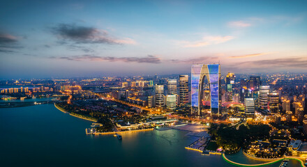 aerial photography of suzhou city in china