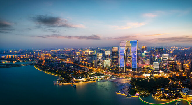 aerial photography of suzhou city in china