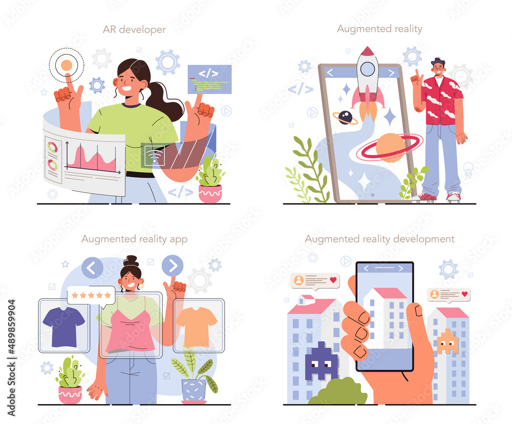 Poster ar developer set. augmented reality software development. computer-mediated