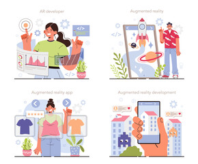 AR developer set. Augmented reality software development. Computer-mediated