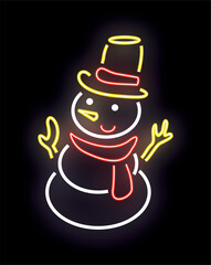 Neon snowman vector