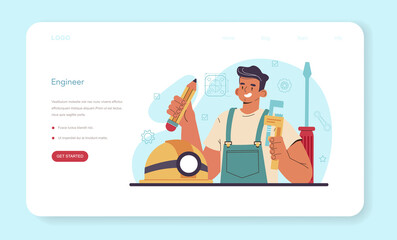 Engineer web banner or landing page. Technology specialist. Professional
