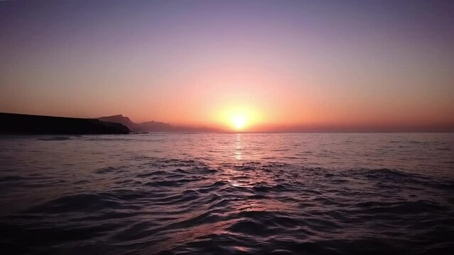 Flying above the sea at Sunset in Canary Islands - Fuerteventura