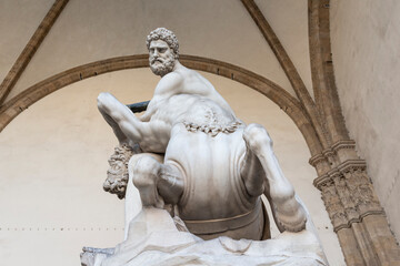 Statue of Hercules killing the Centaur, by Giambologna. Piazza della Signoria in Florence, Italy