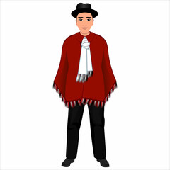 A man in the national costume of Bolivia. Vector illustration