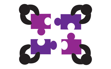 Teamwork people with puzzle pieces top view. Teamwork people vector for jigsaw design, marketing, icon and logo template. Modern flat teamwork people with puzzle. Puzzle pieces, vector illustration