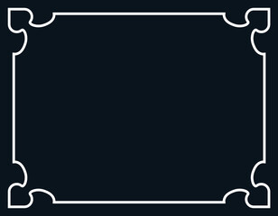 Vector border frame. Background or album page. Simple rectangular horizontal billboard, card, plaque, signboard, sticker or label 