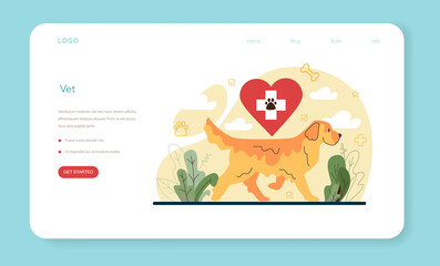 Pet veterinarian web banner or landing page. Veterinary doctor