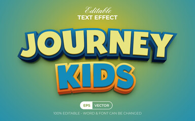 Cartoon text effect journey kids style theme. Editable text effect.