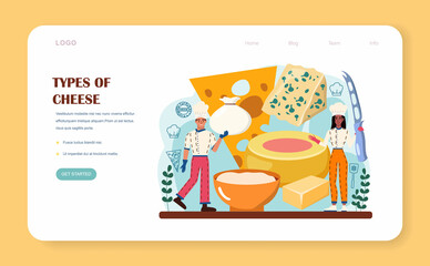 Cheese maker concept. Professional chef making block of cheese.