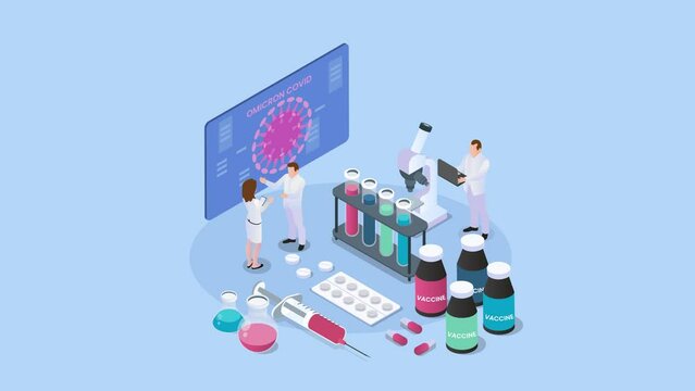 Group of doctor research omicron covid-19 vaccine