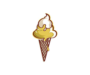 Ice Cream Logo Design Template. Cone Ice Cream Vector Icon Design. Melting Ice Cream Vector Illustration
