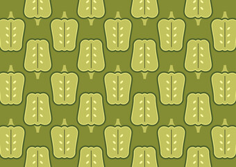 Bell Pepper pattern background. Green Paprika, Bell Pepper Icon vector.