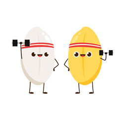 Rice character design. rice vector on white background. Paddy vector. exercise.