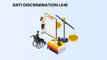 Two people looking at anti discrimination law