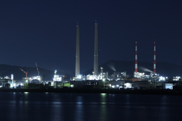 コンビナート 山口県周南市コンビナート夕日 夜景