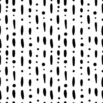 Stylish and minimalistic modern seamless pattern with black lines and dots