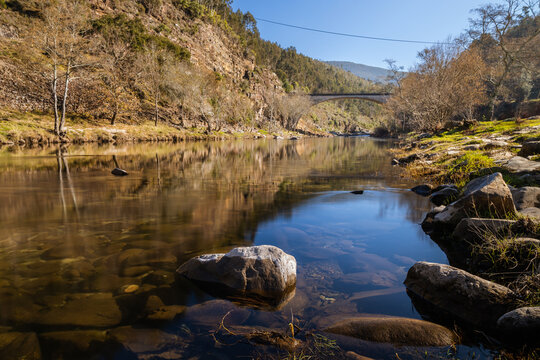 Paiva river and rocks in Espiunca (Portugal)