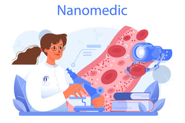 Nanomedic. Doctors work with nanoparticle and biotechnology