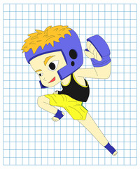 muay thai cartoon character illustration design action pose