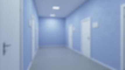 The Corridor in office building. 3D rendering. Abstract blur phototography.
