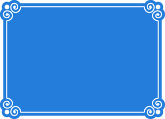 Vector border frame. Blue vintage background or album page. Simple rectangular horizontal billboard, card, plaque, signboard, sticker or label 