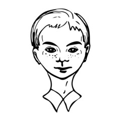 The human face is drawn by hand. Sketch of a male face.