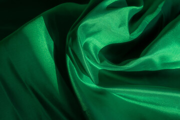 green fabric texture background, abstract, closeup texture of cloth