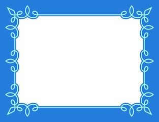 Vector border frame. Blue vintage background or album page. Simple rectangular horizontal billboard, card, plaque, signboard, sticker or label 