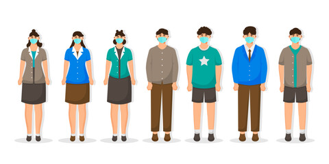 Set Of People Wearing Medical Mask