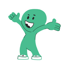 Cute smiling eco character is happy.Vector illustration with a flat cartoon face. Isolated on a white background. green cute character, mascot logo idea positive concept