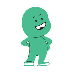 Cute smiling eco character is happy.Vector illustration with a flat cartoon face. Isolated on a white background. green cute character, mascot logo idea positive concept