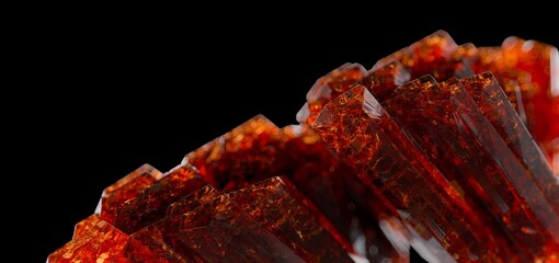 red gemstones isolated on black 3D computer generated image