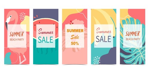 summer sale background for social media story with flamingo © piixypeach