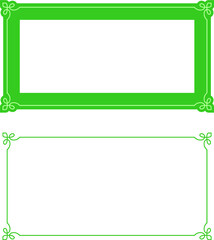 Vector border frame. Green background or album page. Simple rectangular horizontal billboard, card, plaque, signboard, sticker or label 