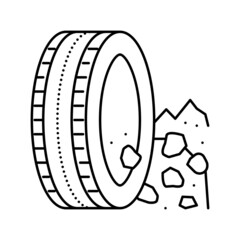 Fototapeta na wymiar terrain tires line icon vector illustration