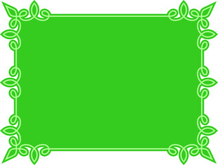 Vector border frame. Green background or web banner. Simple rectangular horizontal billboard, card, plaque, signboard, sticker or label 