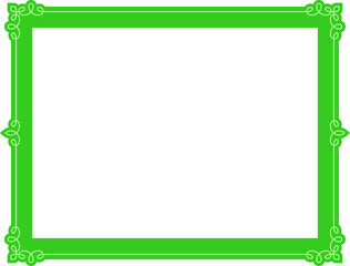 Vector border frame. Green background or album page. Simple rectangular horizontal billboard, card, plaque, signboard, sticker or label 