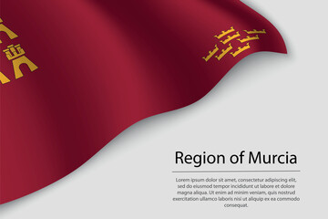 Wave flag of Region of Murcia is a region of Spain. Banner or ribbon