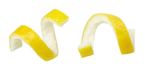 Lemon peel isolated on white background. Close-up.