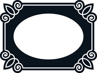 Retro oval photo frame. Vector vintage photographic portrait border 