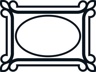 Retro oval photo frame. Vector vintage photographic portrait border 