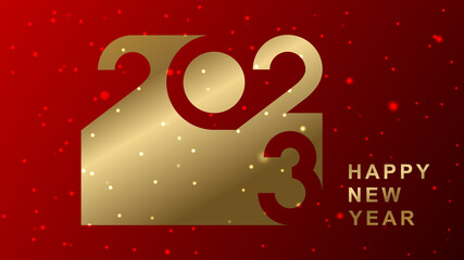 Festive greetings for the new year 2023. Creative composition of golden numbers