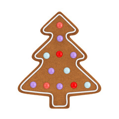New Year's Gingerbread in the shape of Christmas Tree. 3d Rendering
