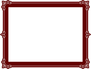Vector border frame. Brown red background or album page. Simple rectangular horizontal billboard, web banner, card, plaque, signboard, sticker or label 