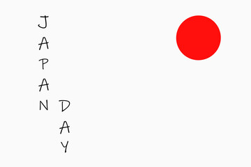 Japan Day Concept. Flat Sun as Japan Flag with Japan Day Sign. 3d Rendering